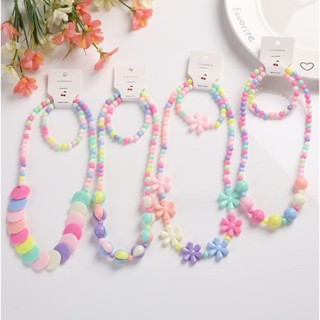 KIT 1/2/3 Conjunto Pulseira e Colar Infantil Colorido Com Miçangas/Envio Imediato - WL