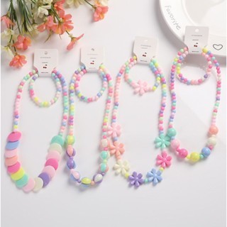 KIT 1/2/3 Conjunto Pulseira e Colar Infantil Colorido Com Miçangas/Envio Imediato - WL