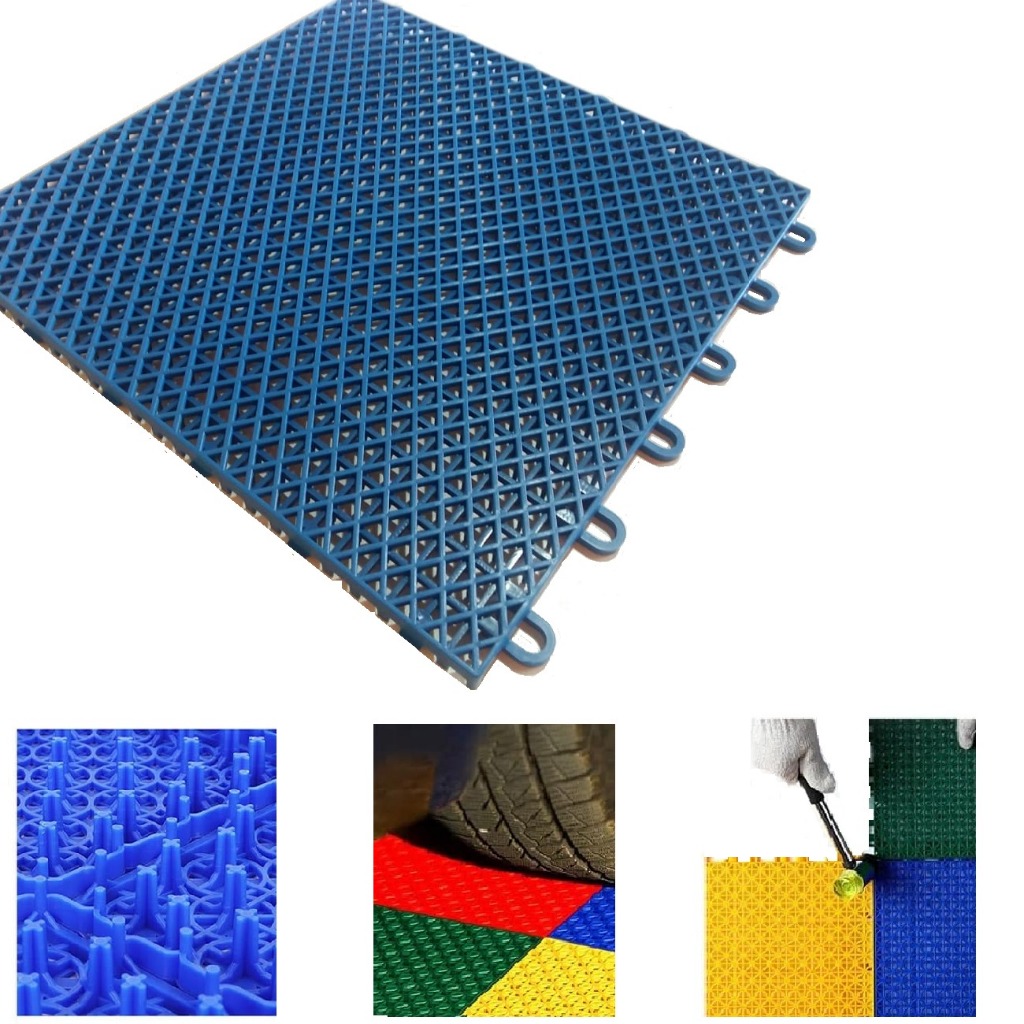 Kit c/ 4 pçs  Estrado Plástico em Módulos Antiderrapante colorido Banheiro