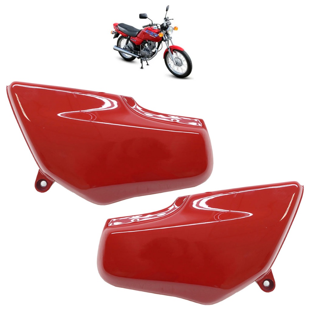 Par Tampa Lateral CG 125 Titan 1994 1995 1996 1997 1998 1999 Vermelho Liso em Oferta na Shopee