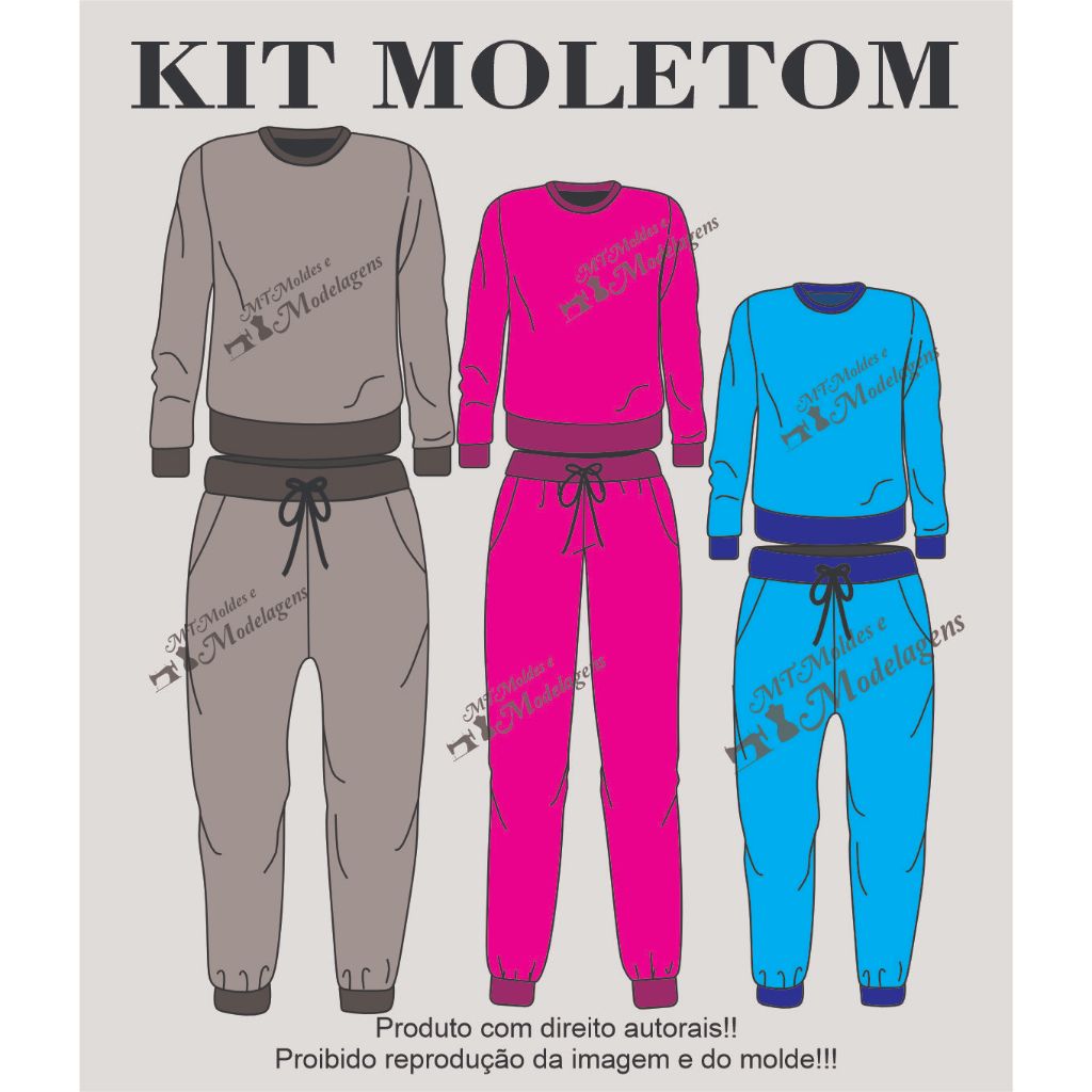 Kit Moldes Moletom Masculino E Feminino + Infantil Unissex CÓS, BOLSOS, PUNHOS, GOLA.... em Oferta na Shopee