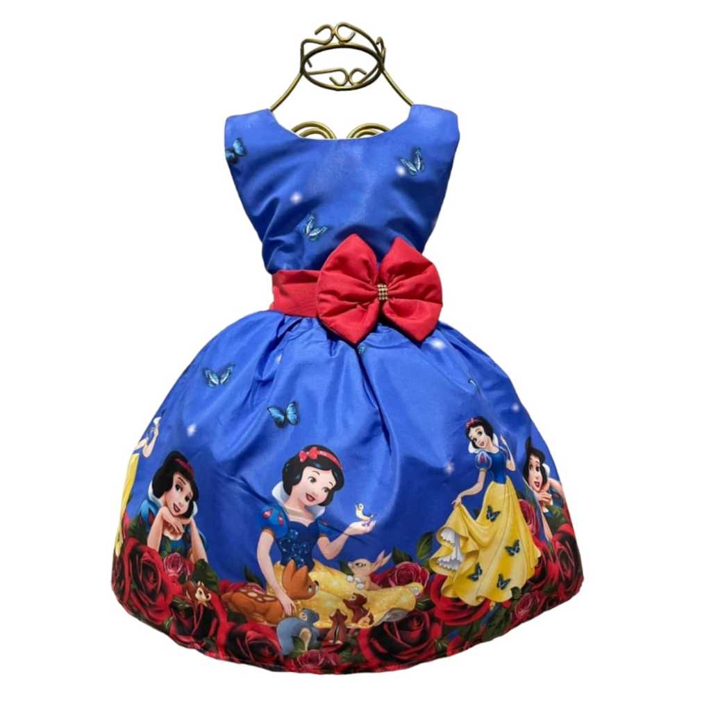 Vestido Infantil Temático Branca de Neve Aniversários e Festas. em Oferta na Shopee