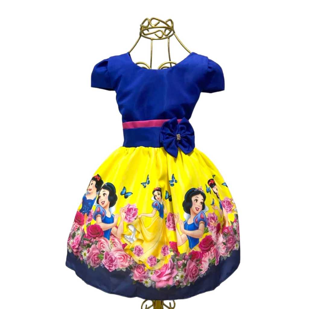 Vestido Infantil Temático Branca Aniversários e Festas. em Oferta na Shopee
