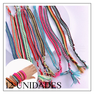 kit A Partir De 36 Pulseiras Pano  Hippie Praia  - Cores Diversas em Oferta na Shopee
