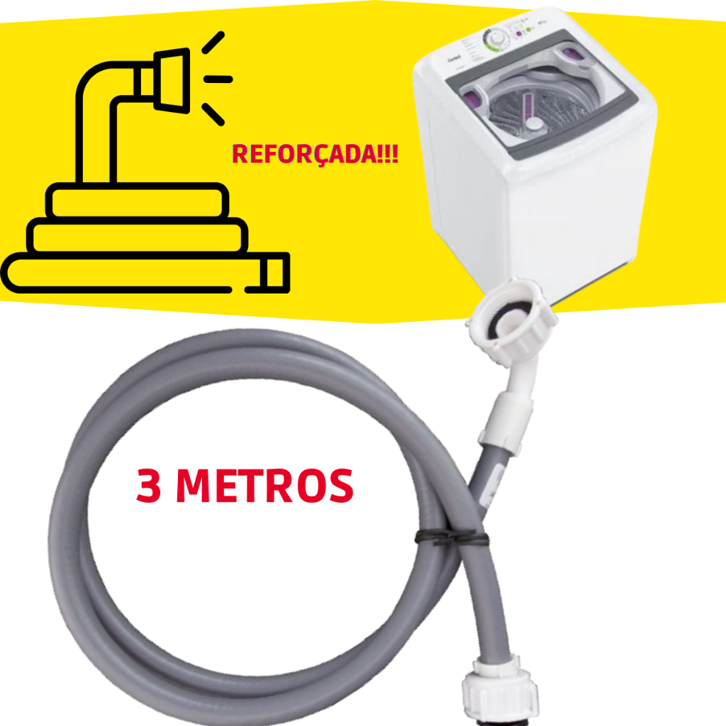 MANGUEIRA ENTRADA MAQUINA DE LAVAR 3,00M -ULTRA REFORÇADA