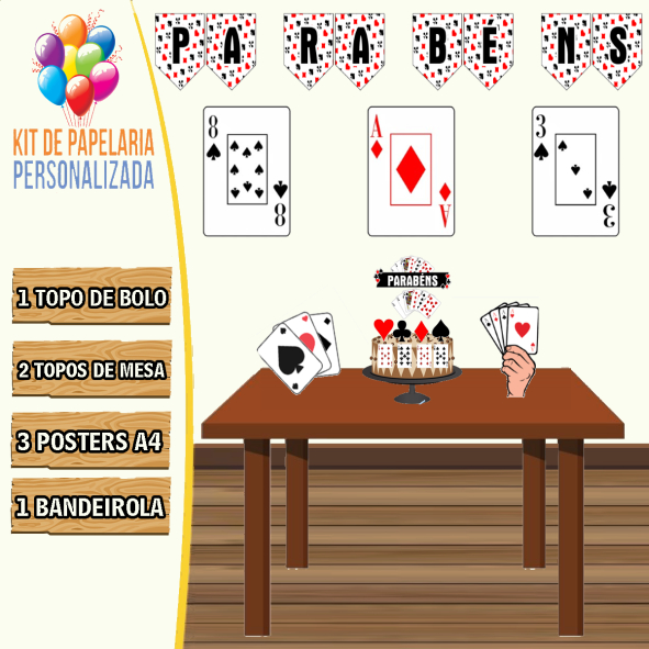 Kit festa em casa Baralho em Oferta na Shopee