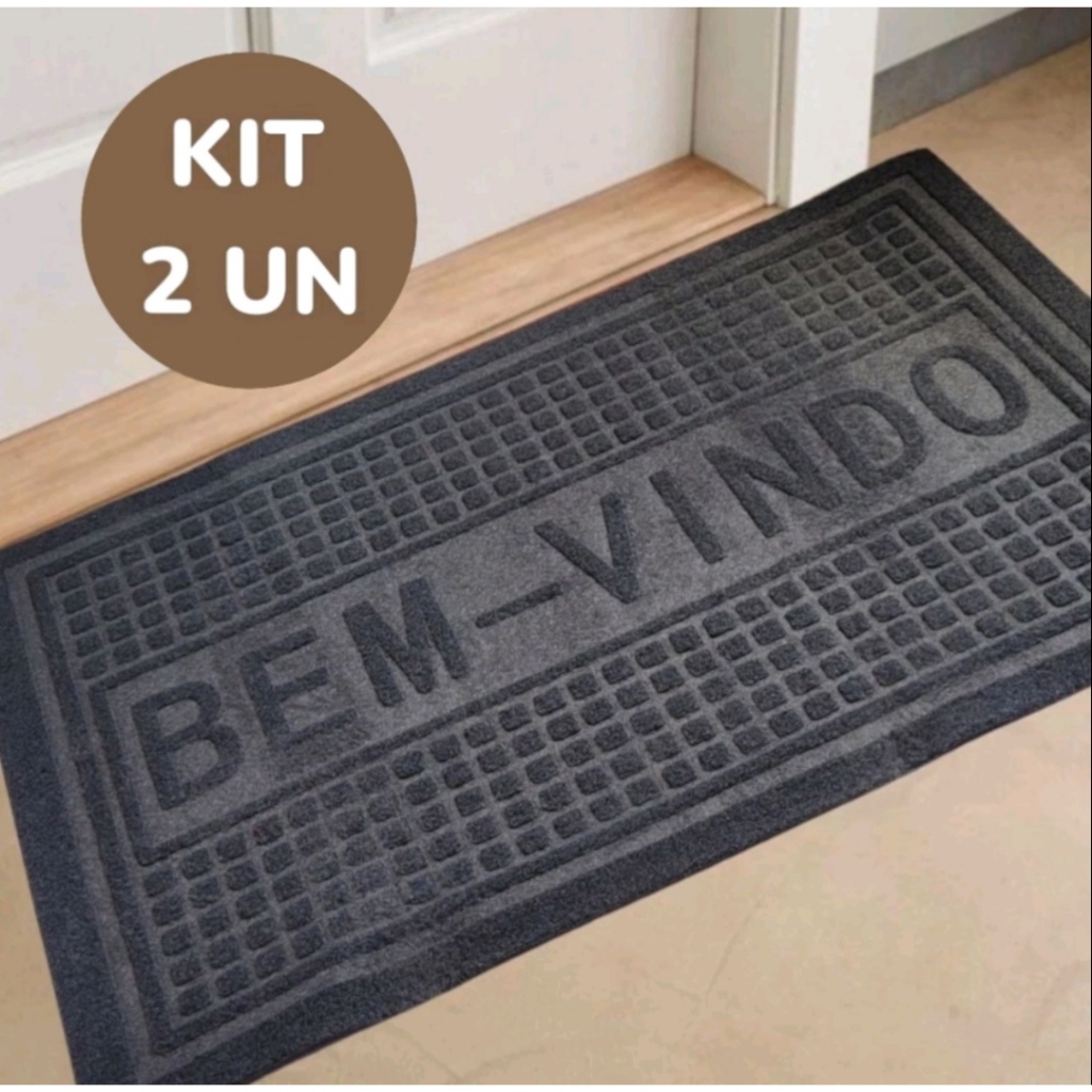 KIT DOIS TAPETE BEM VINDO PARA PORTA ENTRADA EMBORRACHADA ANTIADERENTE em Oferta na Shopee