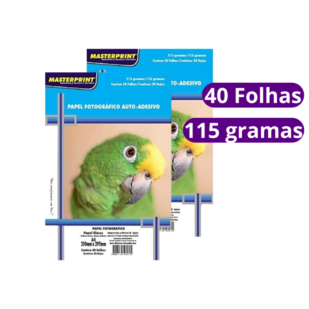 Papel Fotográfico Adesivo A4 Glossy 115g 40 Fls Masterprint em Oferta na Shopee