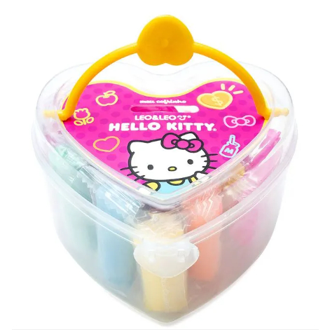 MASSINHA DE MODELAR CORAÇÃO HELLO KITTY KIT C/ 175G 7 CORES + 5 MOLDES - LEO&LEO