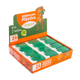 Borracha Plástica Branca com Capa Leo e Leo Caixa c/ 24 Unidades - Leonora em Oferta na Shopee