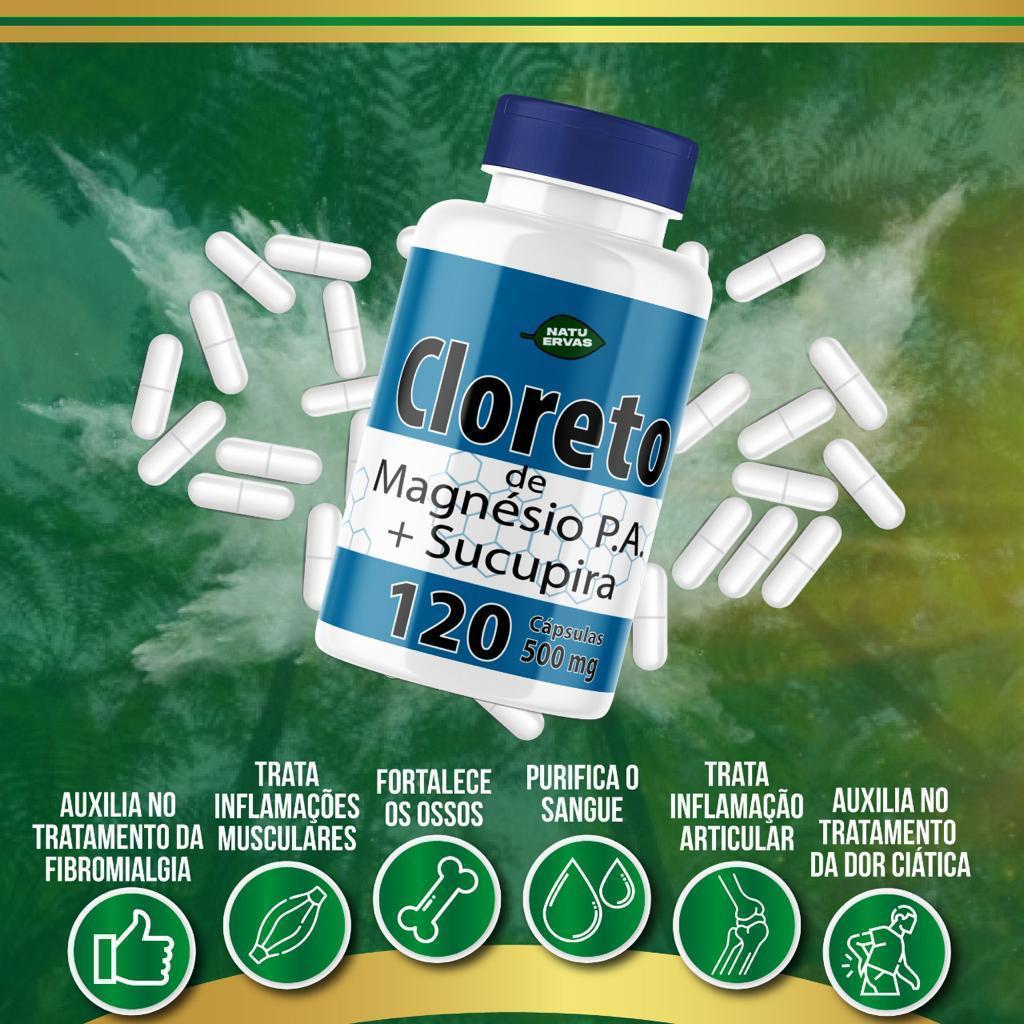 Cloreto de Magnésio P.A + Sucupira 120 Cápsulas 500 mg