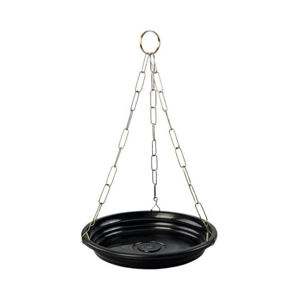 Kit Suspenso Para Vaso de Planta Redondo Prato 07 Preto Grande 29cm + Corrente 64cm Planta Pendente Flor Jardim Vertical
