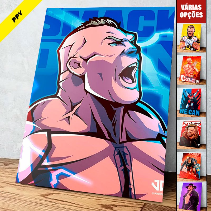 Placas Decorativas Quadros WWE Cartoon 01 a 36, Cody Rhodes, John Cena, Rey Mysterio, Cm Punk 20x28