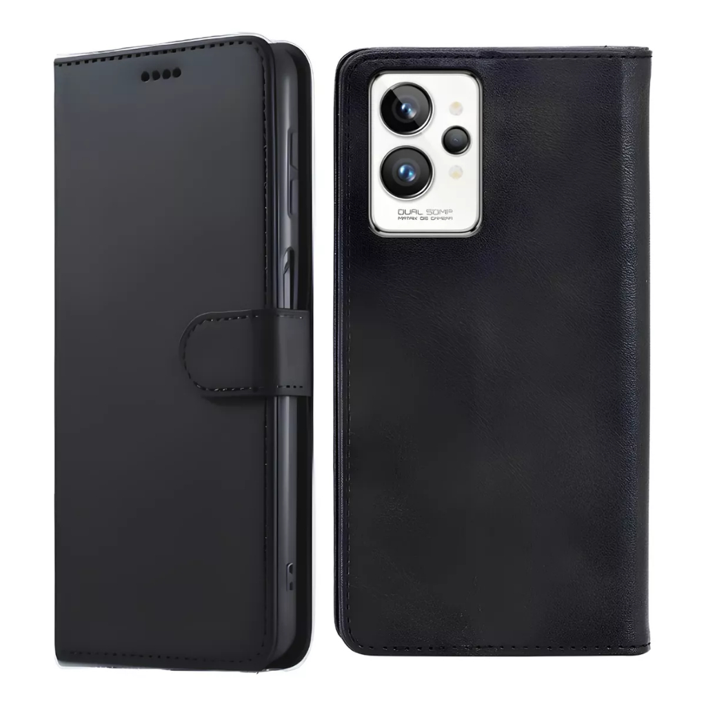 Capa Carteira Flip Preta + Película 3D Para Motorola G54