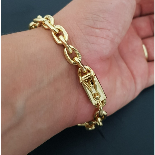 Pulseira 8mm Cadeado/Cartier Bracelete Banhado A Ouro Folheado 18k Masculina Luxo Fecho Gaveta Semi Joia