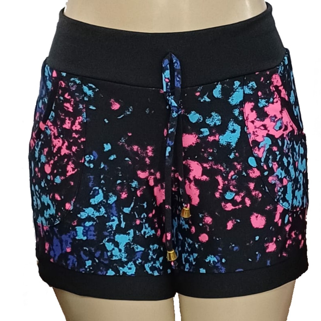 Short Roupa Feminino Fitness Academia Suplex  Estamapa  Colorido Verão Tendência Casual