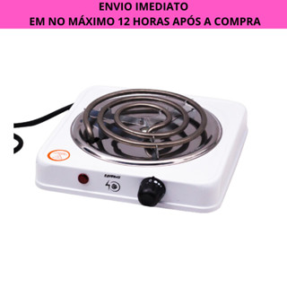 Fogareiro Fogão Portátil Elétrico Ecobras Casa Camping 110V 1 Boca Resistencia 1000w Branco