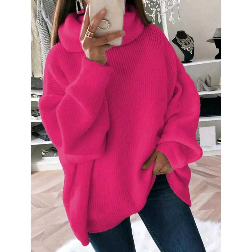 Max Blusa Trico Manga Longa Com Gola Alta Tamanho grande