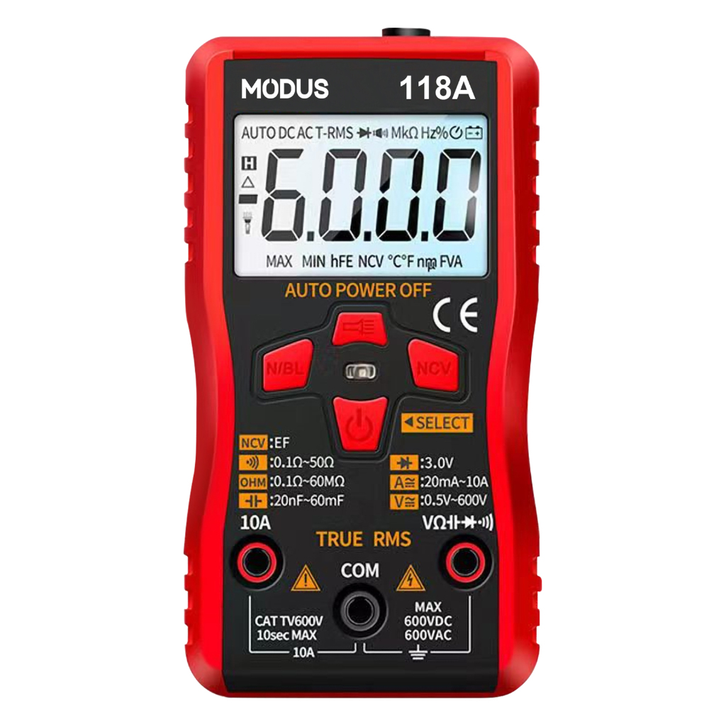 MODUS Multímetro digital inteligente, voltímetro, medidor de resistência, amperímetro, NCV, sem contato Hold 6000 Contagens