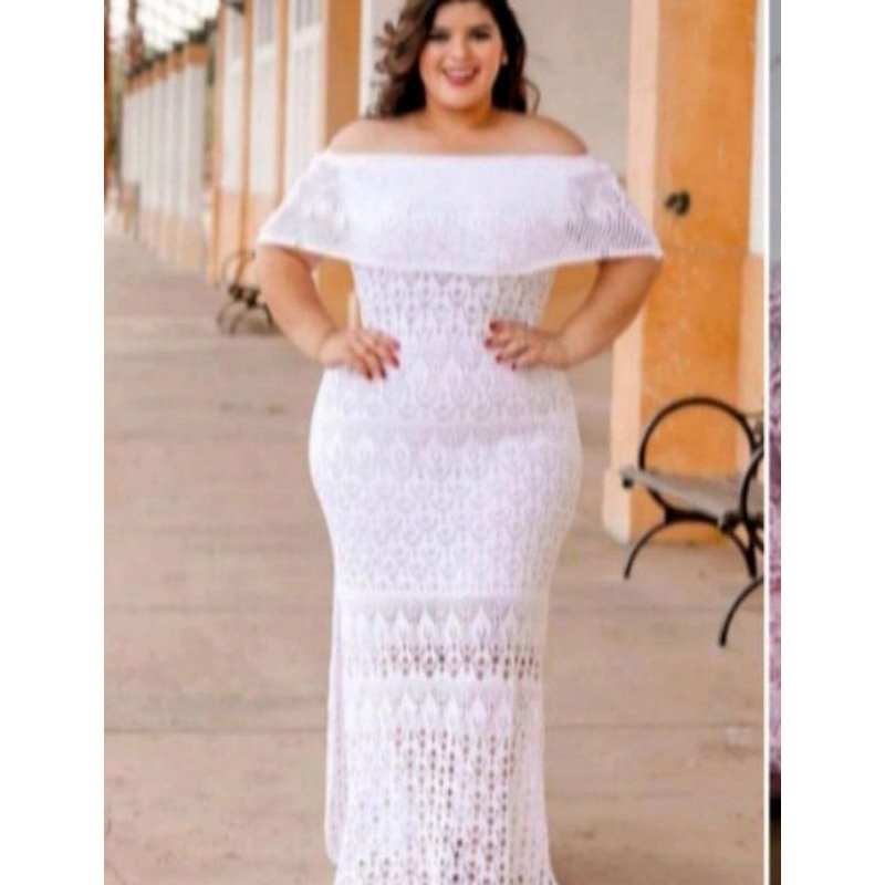 vestido longo ciganinha babadinho  ombro a ombro tricô