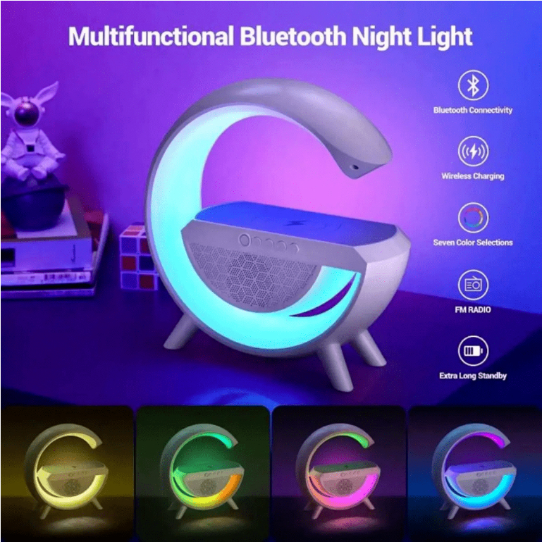 INOVA speaker Smart Station luminária LED Atmosfera RGB Luz Bluetooth Alto-Falante Carregador Sem Fio Lâmpada De Mesa