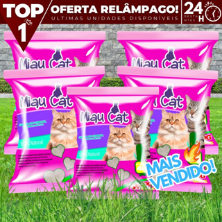 Kit Com *1 ou 5* Pacotes de Areia Sanitária Antiodor Tira Cheiro Miaucat Para Gatos Tradicional 100% Natural
