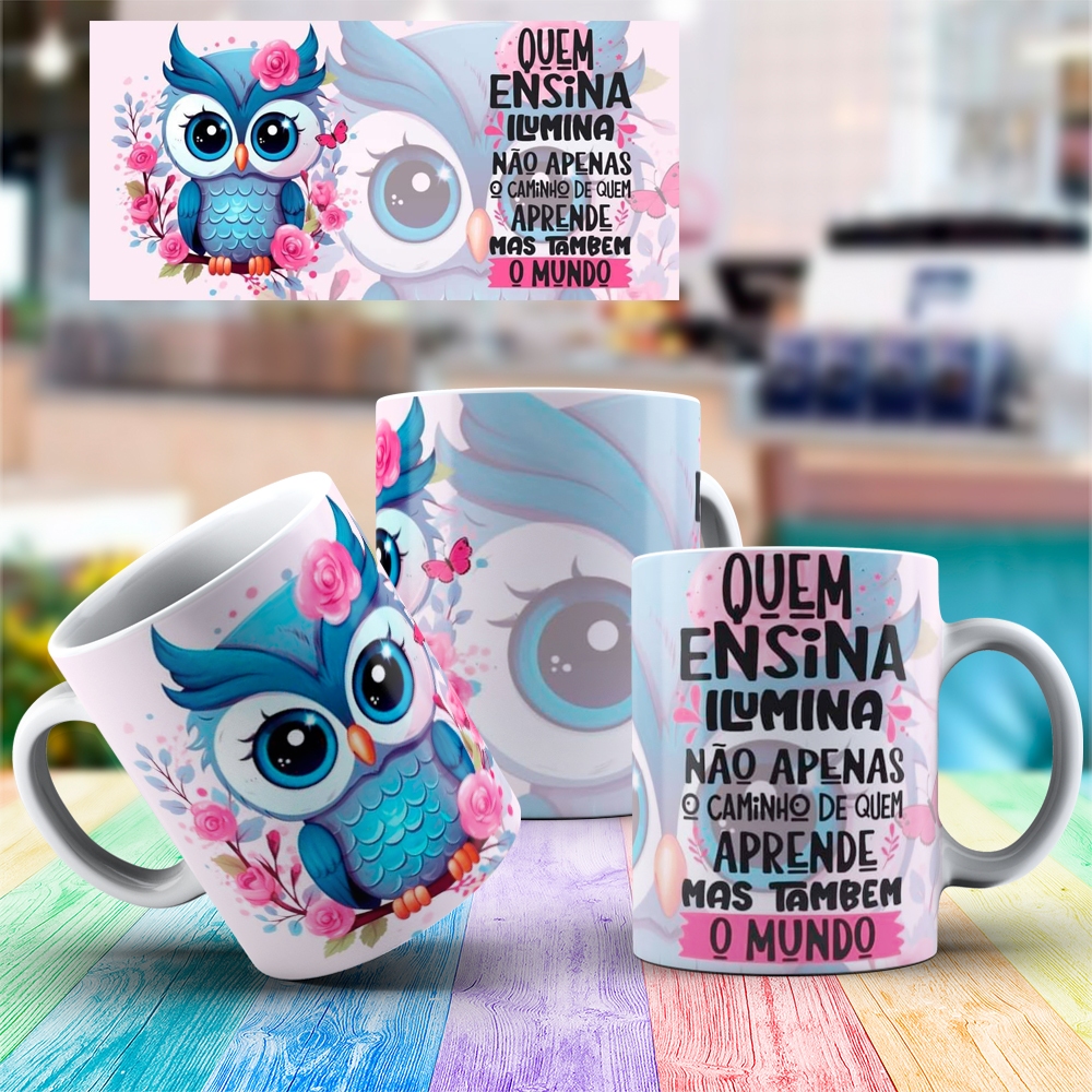 CANECA PORCELANA - PROFESSORA - QUEM ENSINA ILUMINA NÃO APENAS O CAMINHO DE QUEM APRENDE