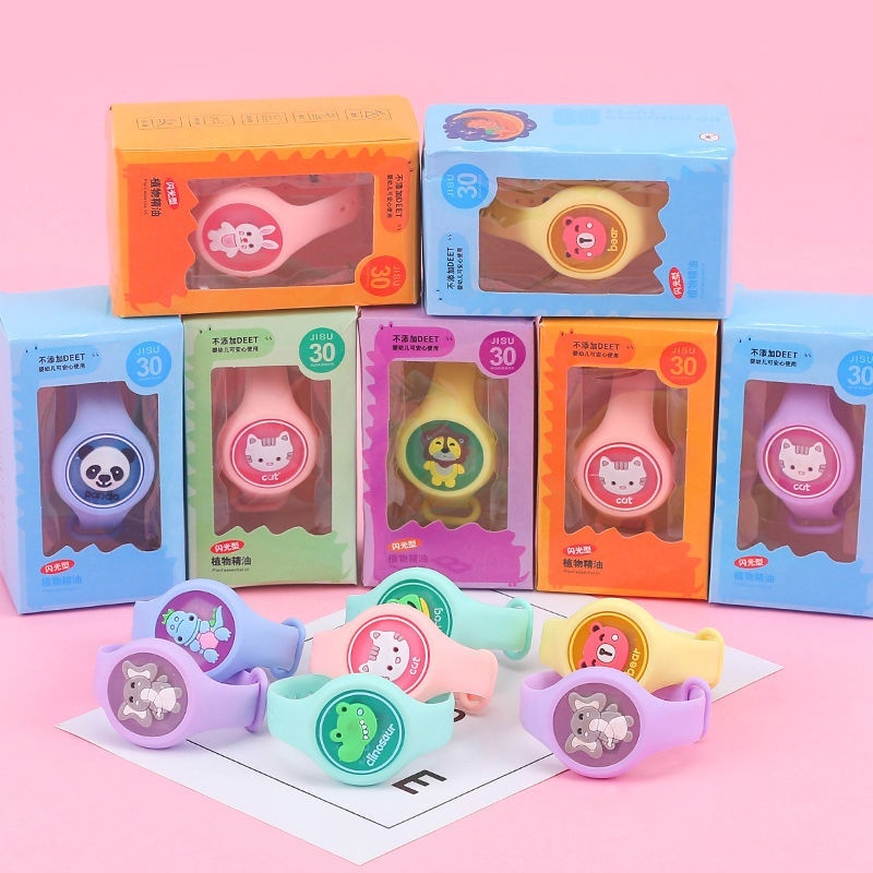 Repelente Mosquito Pulseira Infantil Relógio LED Citronela Espanta Mosquito