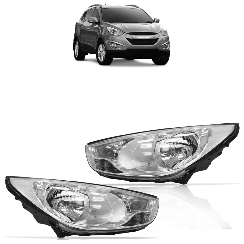 Farol Dianteiro IX35 2010 2011 2012 2013 2014 2015 Máscara Cromada