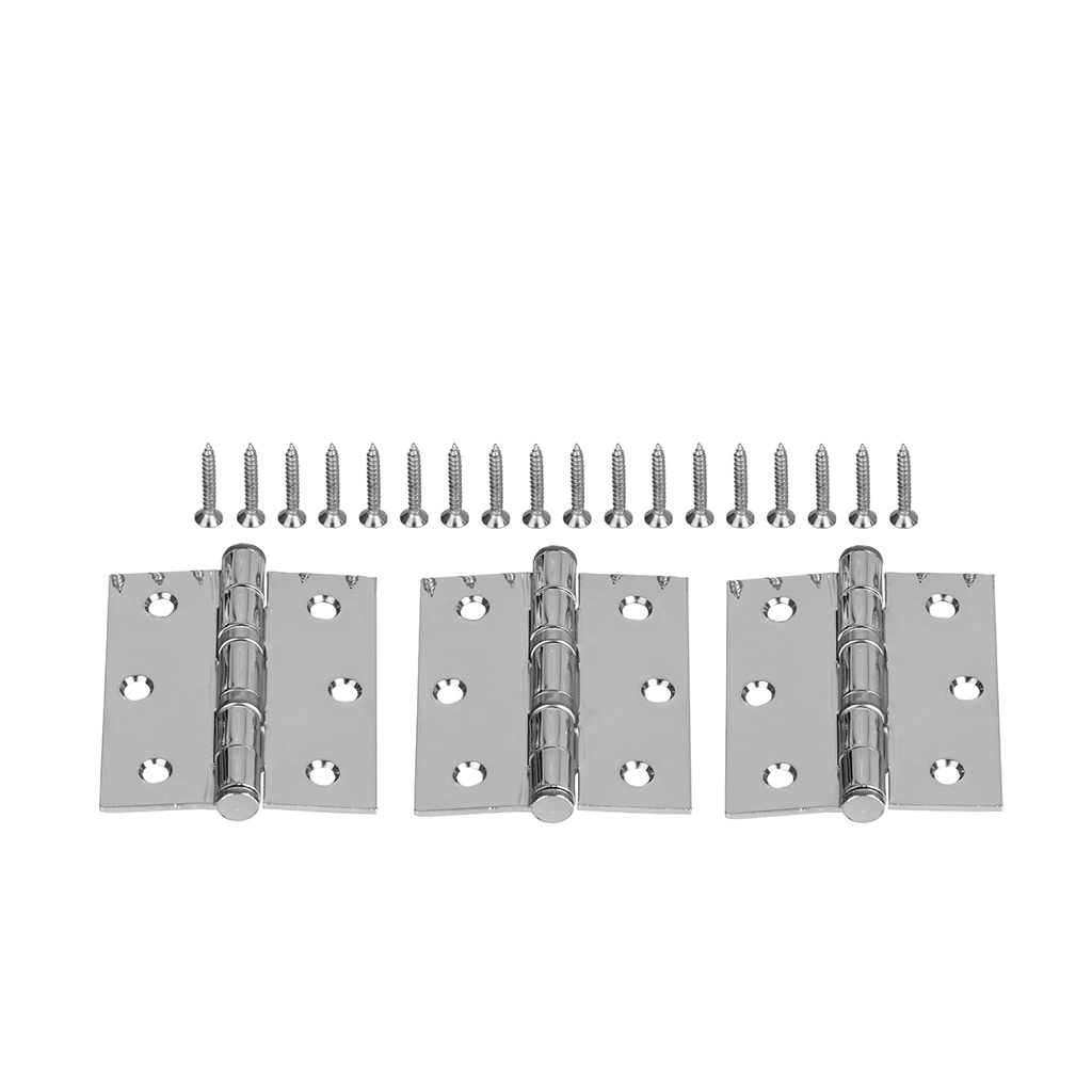 Kit com 3 Dobradiças + Parafusos 3 Polegadas 75x47mm