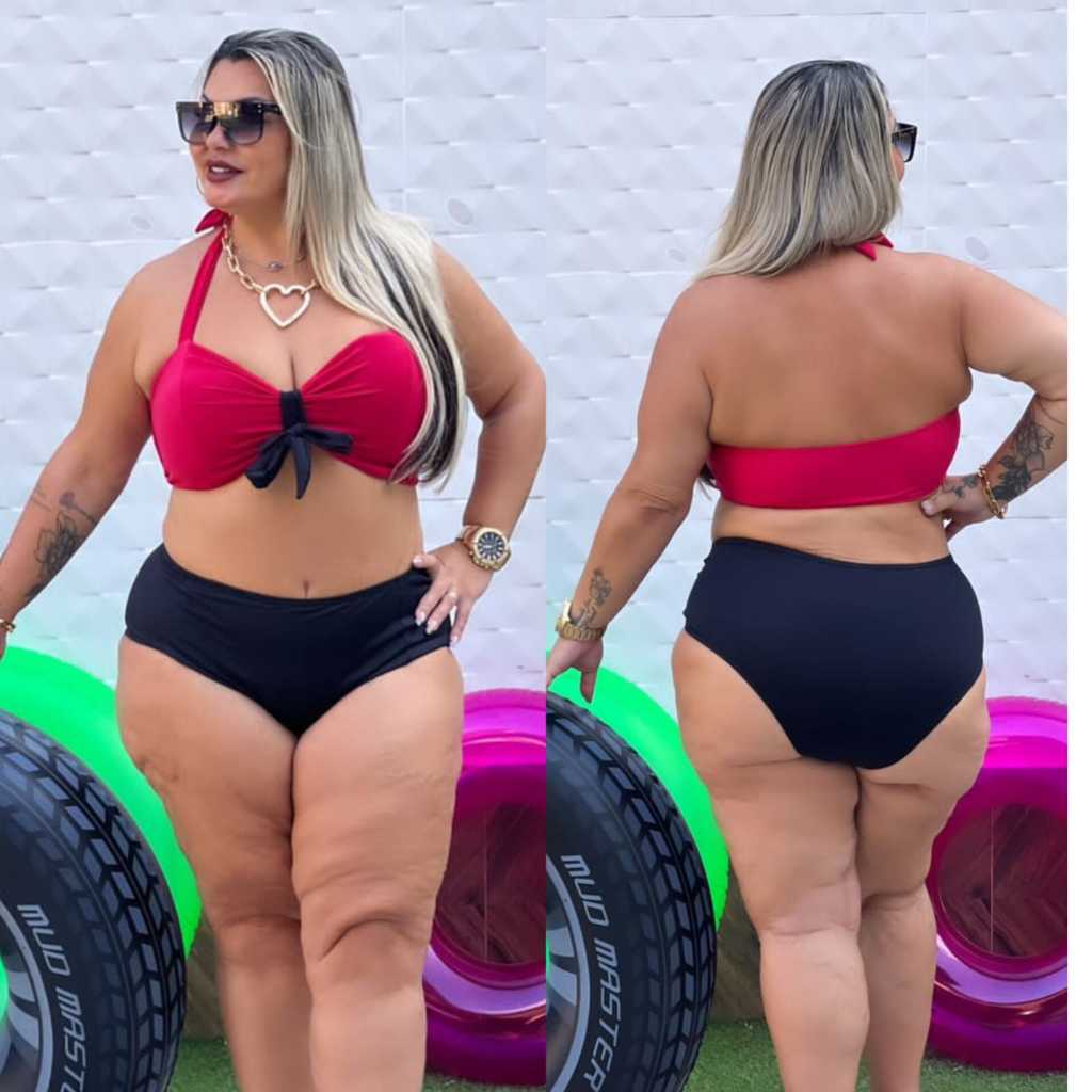 Conjunto de Biquíni Plus Size com Bojo veste do 46 ao 52