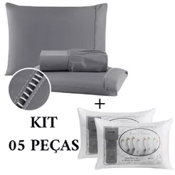 Kit Lençol Casal Queen/Casal/King/Solteiro Com Lençol Elastico 400 Fios Micropercal + Travesseiros