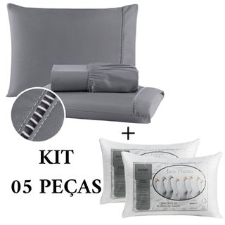 Kit Lençol Casal Queen/Casal/King/Solteiro Com Lençol Elastico 400 Fios Micropercal + Tra…