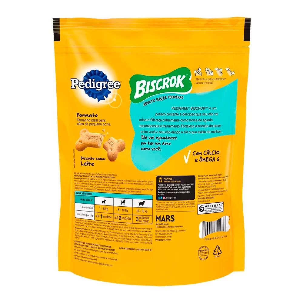 Biscoito Pedigree Biscrok Para Cães Adultos Raças Pequenas 1kg
