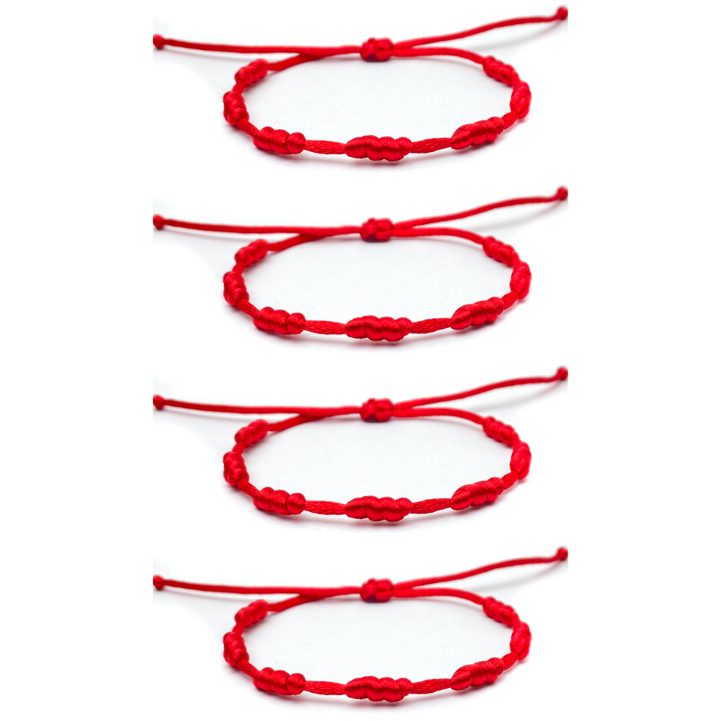 Kit 4 Pulseiras Vermelha 7 Sete Nós Cabala Proteção Contra o Mal em Oferta na Shopee
