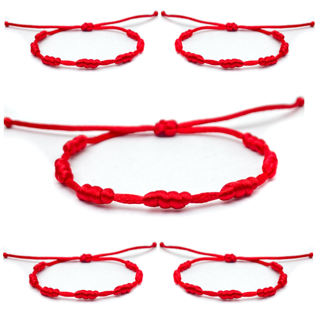 Kit 5 ou 10 Pulseiras Vermelha 7 Nós Kabbalah Proteção Contra o Mal em Oferta na Shopee