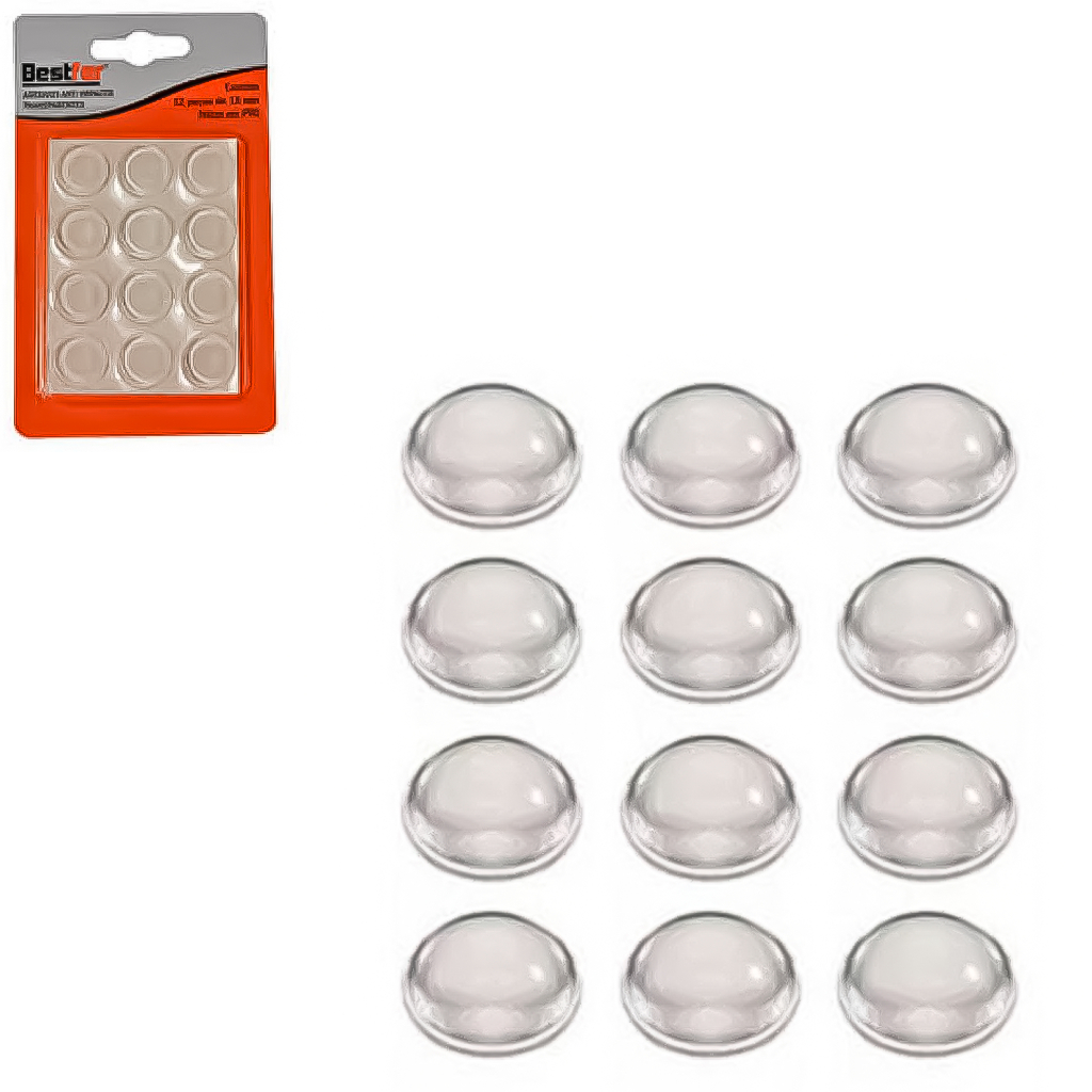 Adesivo Anti Impacto De Porta Gaveta 19,5 MM Transparentes 12 Peças PVC