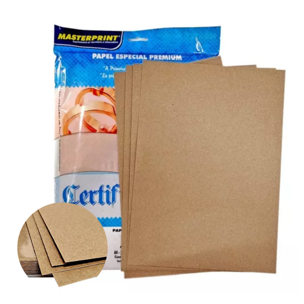 Papel Kraft A4 180g/m² Natural Masterprint com 50 Folhas Premium Universal em Oferta na Shopee