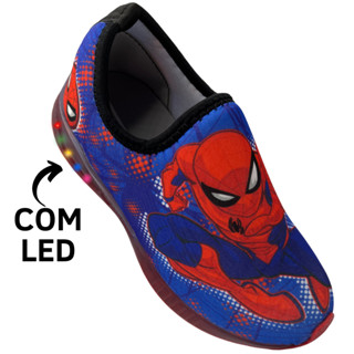 Tenis de Led Homem Aranha Menino Masculino Infantil Calce facil Confortavel e leve