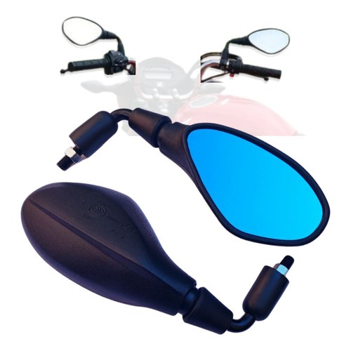 Kit 1 a 3 Pares de Retrovisor Bmw F800 Haste Curta Rebaixada 90° Convexa Honda Lente Azul