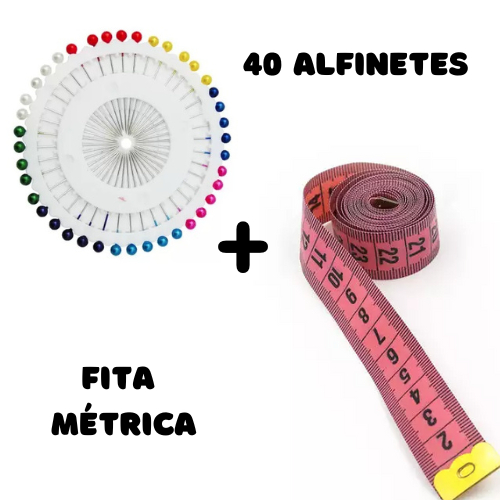 Fita métrica corporal academia costura 150cm + 40 Alfinetes disco em Oferta na Shopee