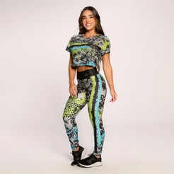 Conjunto Feminino Suplex Estampado Fitness Feminina Academia Feminino Cropped E Calça Modernize