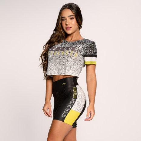 Conjunto Fitness Suplex Estampado Academia Feminino Cropped E Short Believe