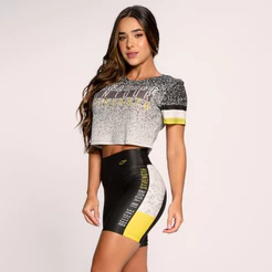 Conjunto Fitness Suplex Estampado Academia Feminino Cropped E Short Believe