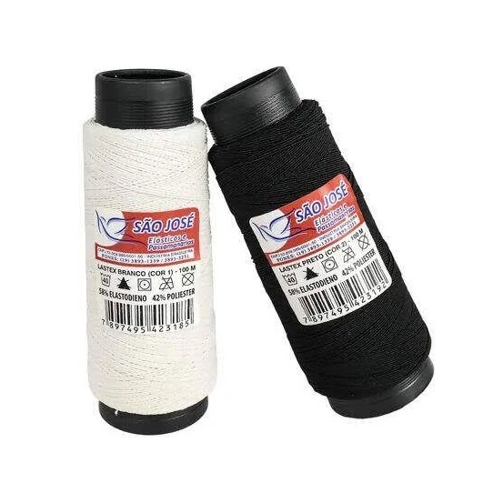 Fio Elástico Lastex  100 metros - Preto / Branco em Oferta na Shopee