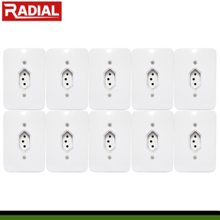 Kit 10un Tomada Simples 10A Completa 110v-220v Radial em Oferta na Shopee