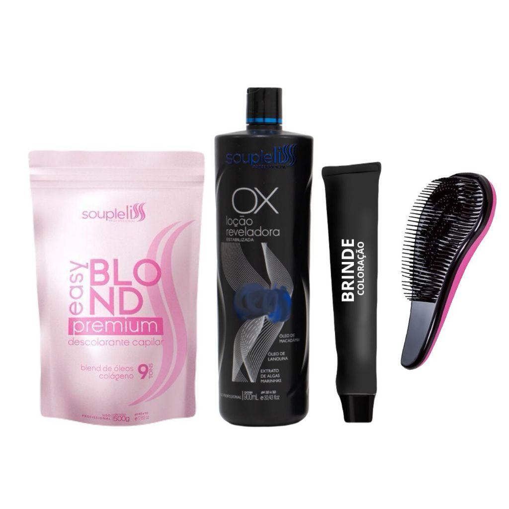 Pó descolorante Rosa Easy Blond e Oxigenada Souple Liss a Escolha