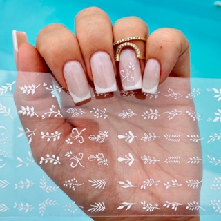 Cartela de Adesivos de Unha 3D Galhos Ramos Renda Branca ref.AD63 em Oferta na Shopee