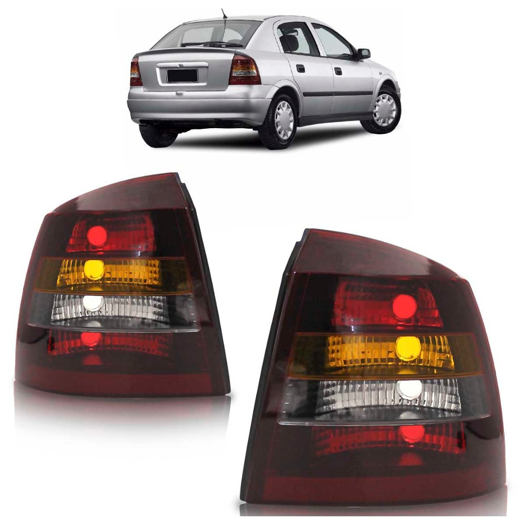 Lanterna Traseira Astra Hatch 1998 1999 2000 2001 2002 Tricolor Fumê Lente Lisa Acrilico