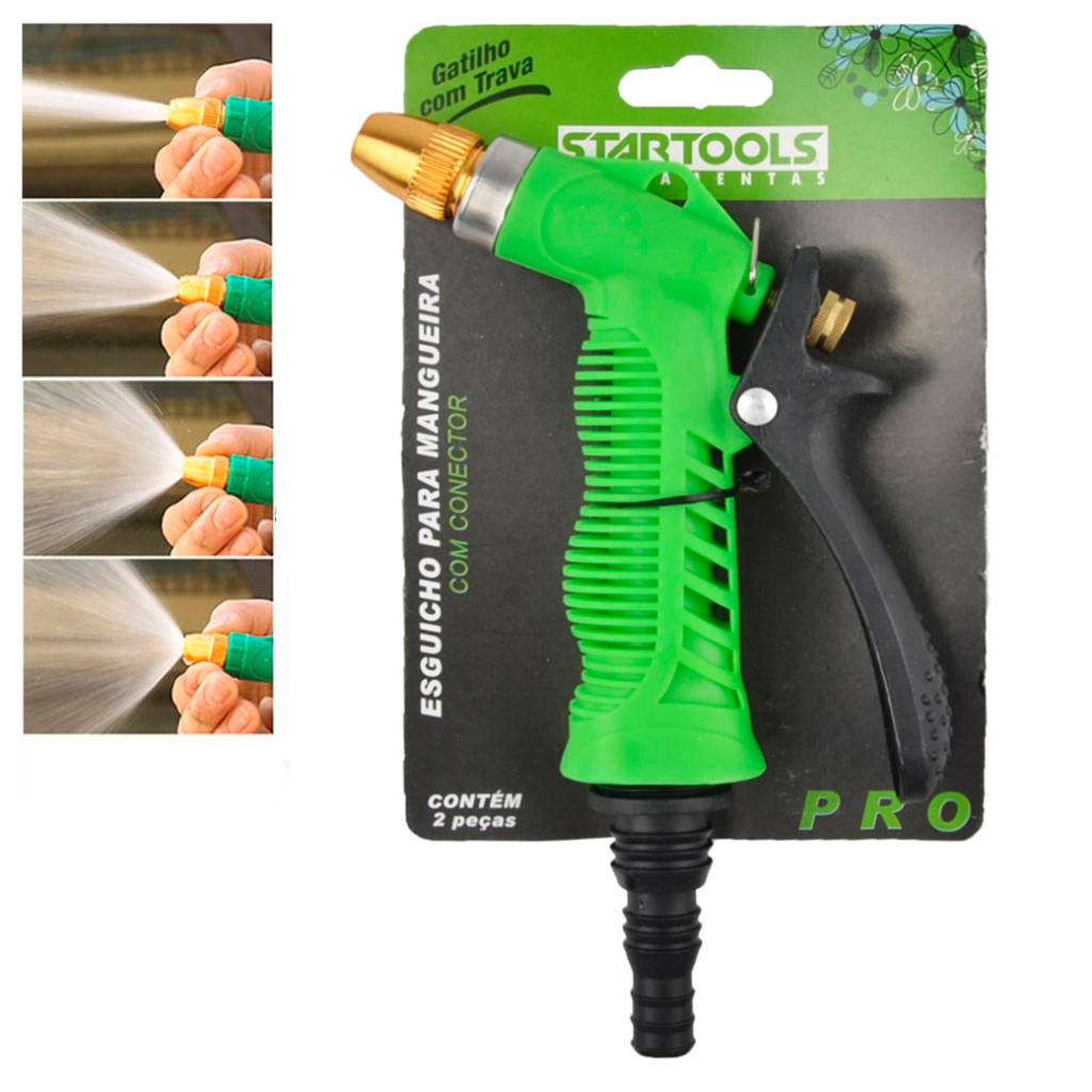 Esguicho Para Mangueira De Jardim Tipo Pistola Com Trava E Conector - Startools